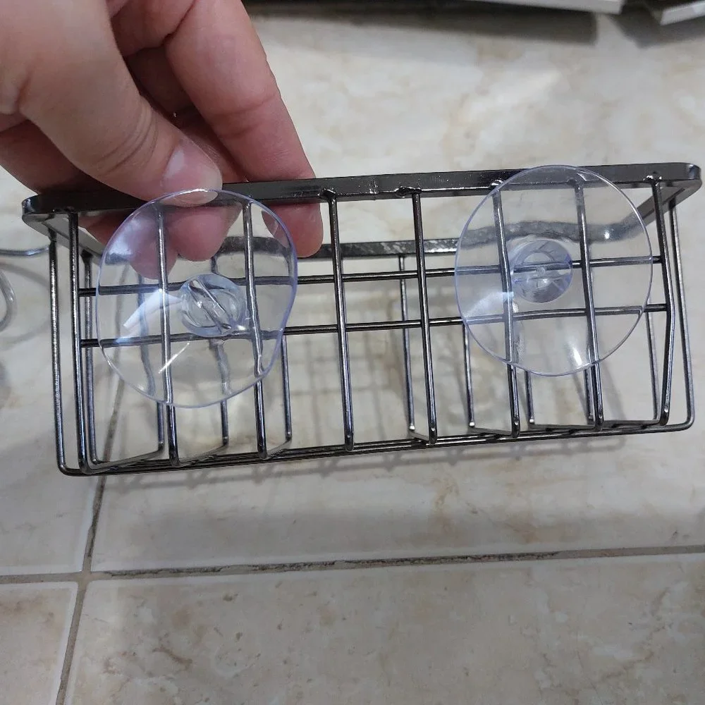 Rectangle Metal Baskets Shower or Sink Basket Suctions BUNDLE of 3